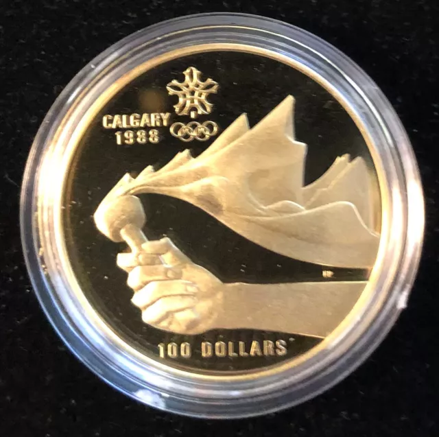 1987 GOLD Canada Calgary $100 Dollar Coin - Proof 14K 1/4 oz. - SHIPS FREE!