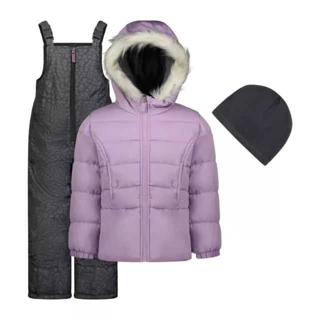Weather Tamer Girls' 3-piece Leopard Print Bib Snowsuit and Snow Pant Set NWT