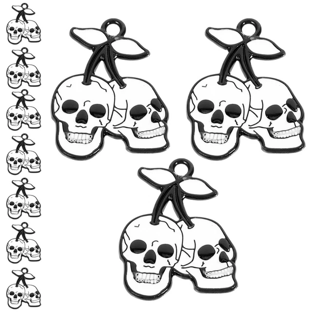 10 Stück Totenkopf-Anhänger aus Zinklegierung, Mini-Schädel-Anhänger,