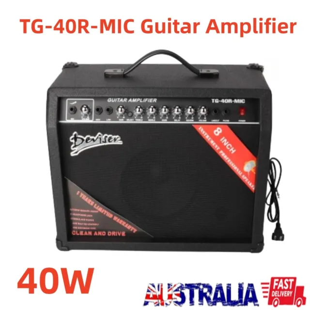 Portable 40R-MIC Electric Guitar Amplifier 40 Watt,Reverb,Delay,Headphone Output