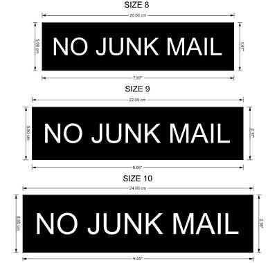 No Junk Mail Sign for Mailbox Letter Box - 30 Colours & 3 Medium to Large Sizes 2