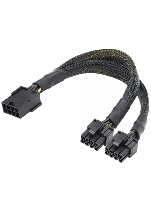 PSU 8Pin to Dual 8pin(6+2) Pin PCIe Modular Power Supply Cable Splitter Braided