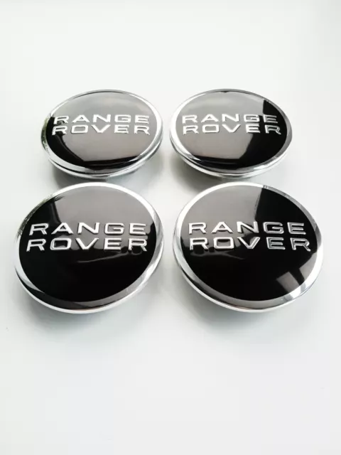 Felgendeckel 63mm für RangeRover Felgen (Radkappen, Nabendeckel) Schwarz/Chrome