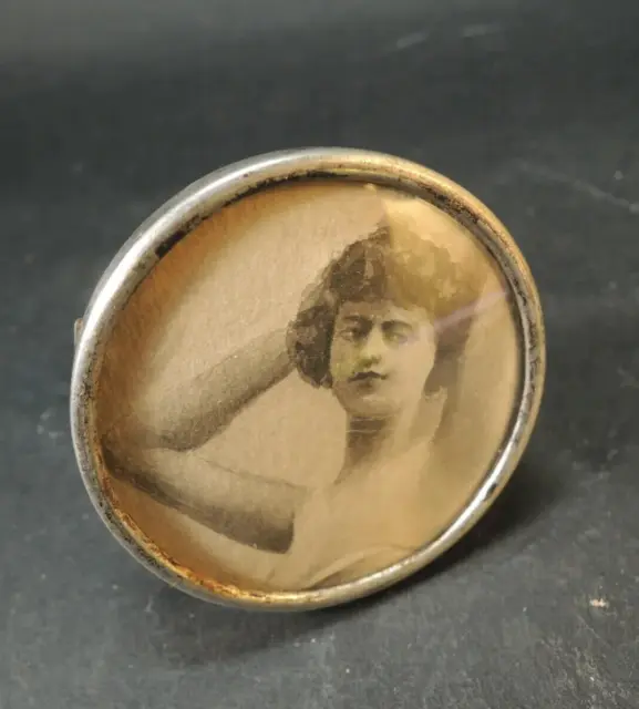 Antique Sterling Silver Miniature Picture Frame Standing Photo Frame Pin Brooch