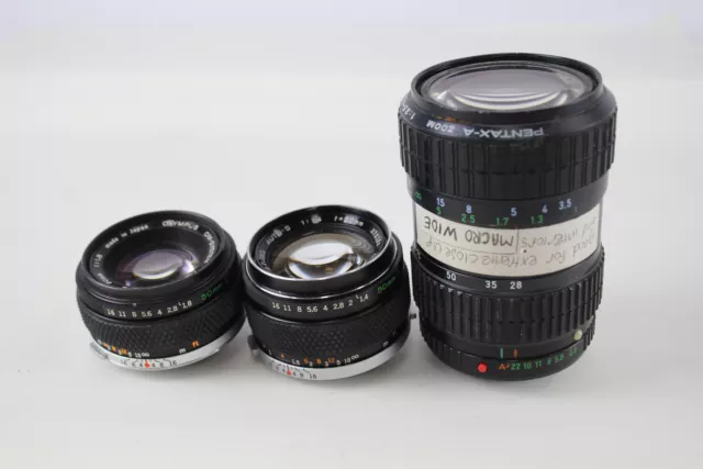 Manual Camera Lenses Inc Pentax 28-80mm, Olympus 50mm F/1.4 & Olympus 50mm x 3