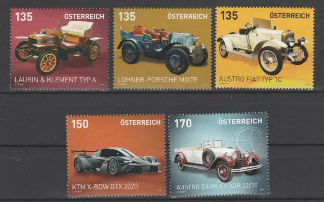 5x Sondermarken "Autos" ** Österreich - Frankaturwert = 7,25 (183)