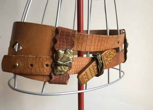 Cinturone Vintage Belt Cintura in Cuoio Donna