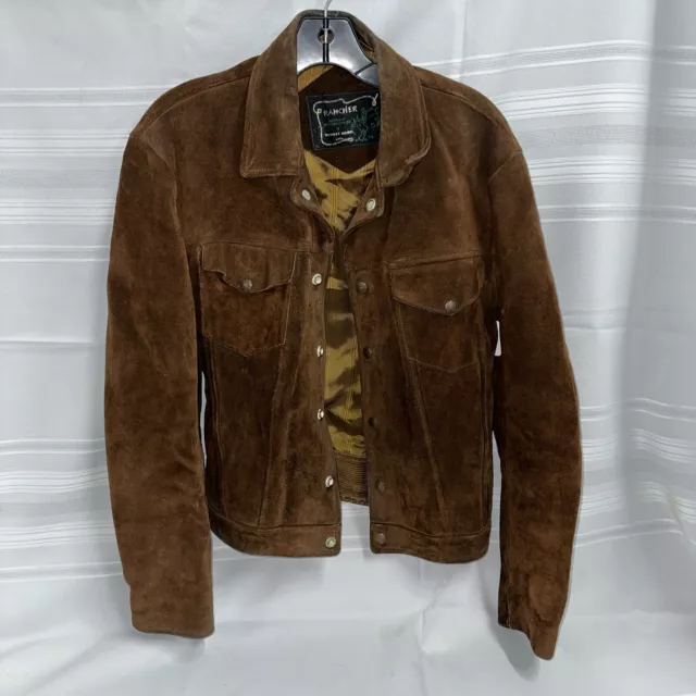 Vintage 1960s 70s Schott Bros Rancher Brown Suede Leather Western Jacket Size ?