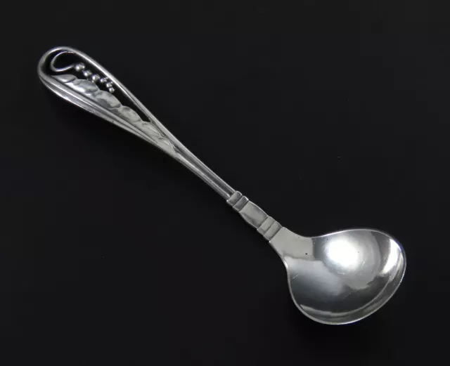Fantastic Georg Jensen 42 Sterling Silver Compote Spoon Pea Pod Design 5 1/4 in