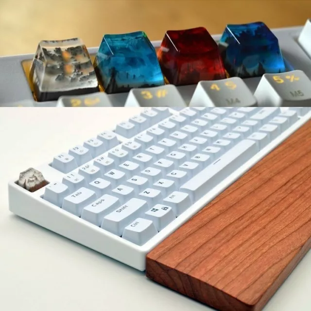 Snow Mist Landscape Keycaps Resin Wood Handmade Switch Key Cap For Cherry MX