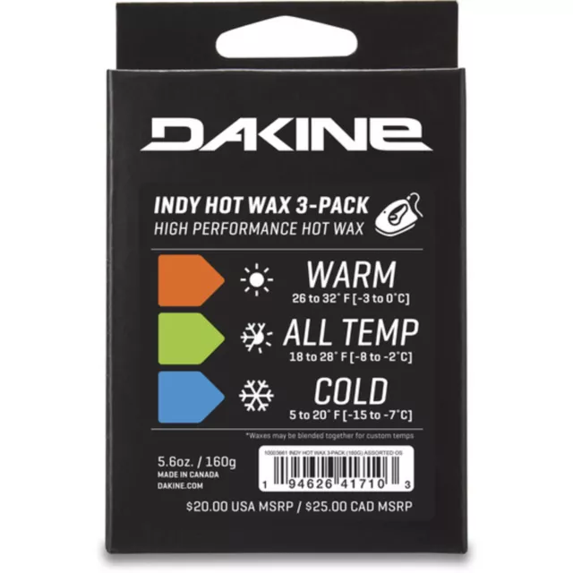 Dakine Indy Hot Wax 3-pack Ski Wax New High Performance Warm all Temp Cold