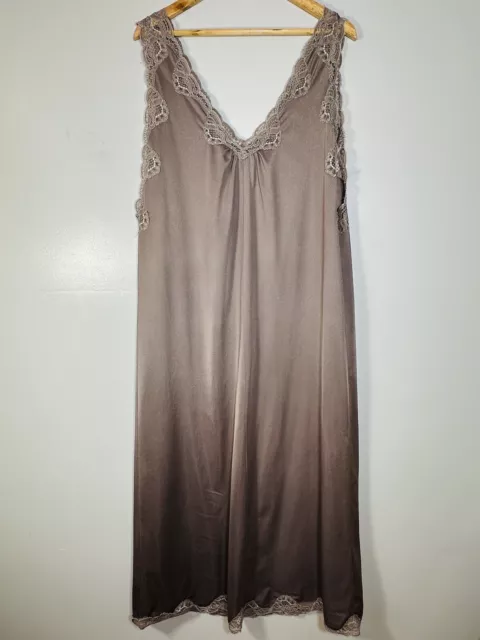 Splendido Abito Vintage Ultra Donna Lucido Nylon Lacciato Charnos 12/14 34/36 Mocha