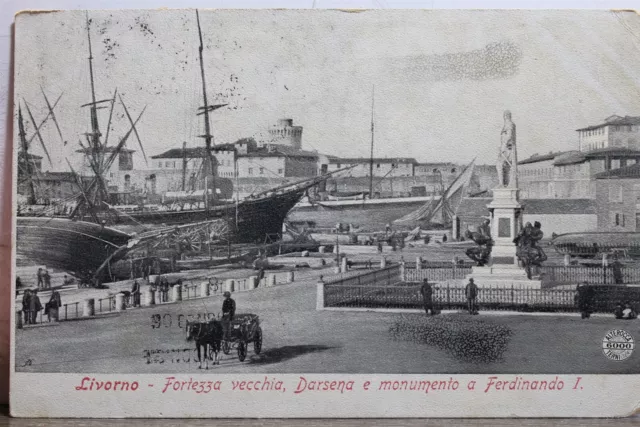 Italy Livorno Fortezza Vecchia Darsena Monument Ferdinando I Postcard Old View