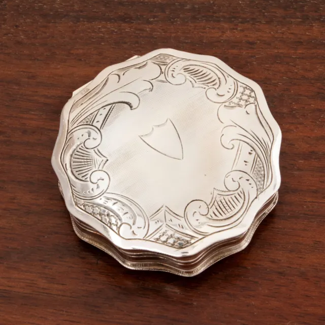 Dutch .833 Silver Pill Snuff Box Shells Shield Scroll 1852 No Monogram