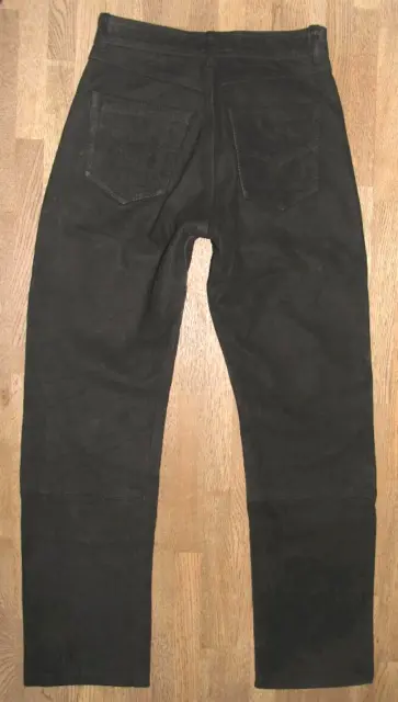 " Raberg " Jean en Cuir/ Nubuque Pantalon en Cuir en Noir Env. W28 " / L30