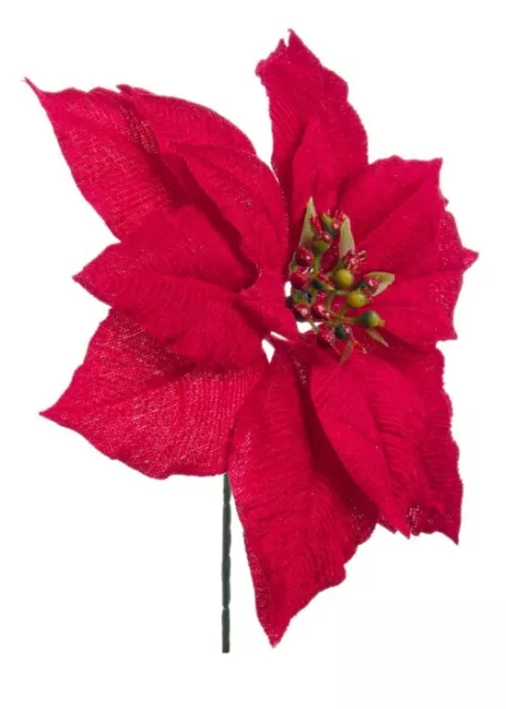 Bizzotto Christmas Ada Pick Red Poinsettia Flower, Red H22,5 cm Set of 4