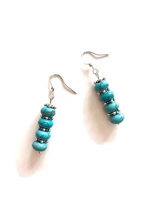 Handmade Earrings Howlite Turquoise Bead Antique Silver Canada Free Shipping