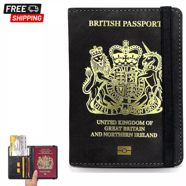 UK Passport Cover Holders Protector British Wallet Brexit Travel Id Leather Case