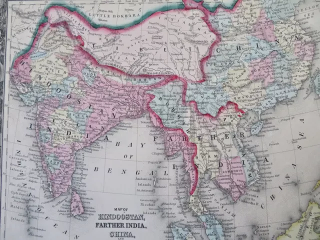 Southeast Asia British India China Cambodia Vietnam Thailand 1860 Mitchell map