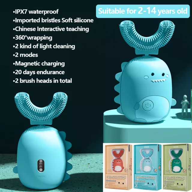 360° Degrees Kids Electric Toothbrush U-shaped Silicon Ultrasonic Clean Teeth AU