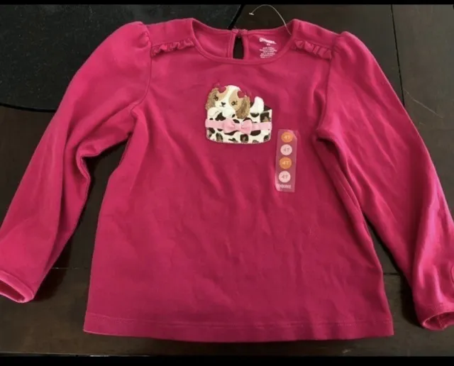 New Gymboree Long Sleeve Pink Doggie Shirt Size 4T