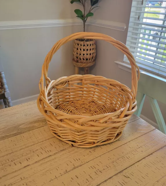 🪻Vtg Basket Flower Picking Garden Farmhouse Primitive Prairie Cottagecore Decor