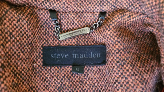 Steve Madden Womens Orange Hooded Belted Swing Coat Jacket M Medium 2