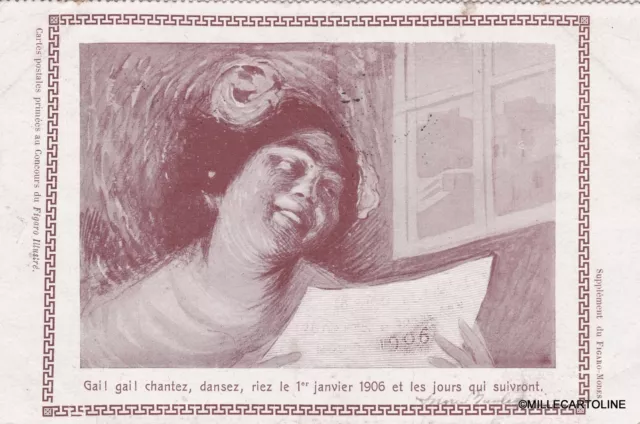 1906 concours du Figaro Illustré - carte postale souhait de Nouvelle Année -2