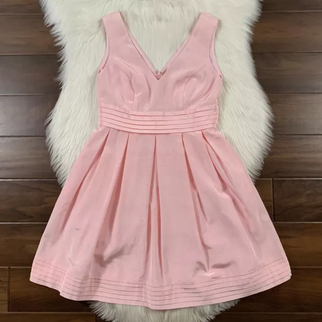 Shoshanna Women's Size 2 Light Pink Sleeveless V Neck Pleated Dress