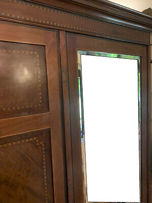 Wardrobe. Victorian, mahogany, triple with double mirror 7