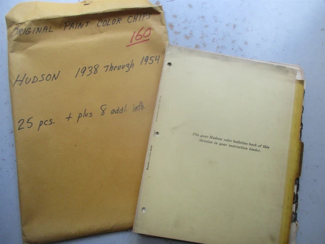 ORIGINAL Paint Color Chip Charts for Hudson Automobiles 1938-1954 25 Sheets