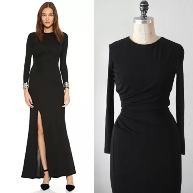 Shoshanna Long-Sleeve Ruched Gown  SZ 4