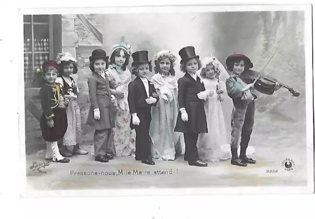 CPA carte postale ancienne le mariage des enfants cortège 1908