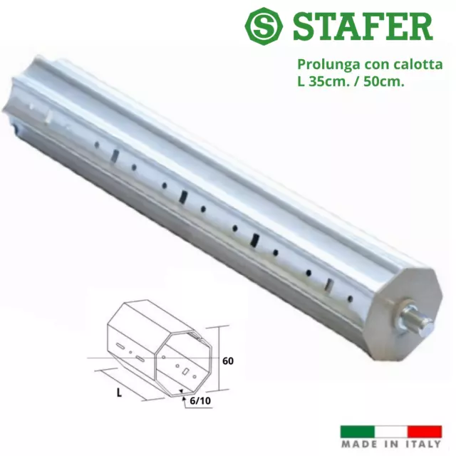 PROLUNGA TELESCOPICA CON CALOTTA per rullo ottagonale Ø60mm. 35 o 50cm.