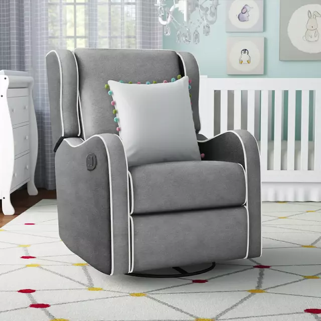 Rocking Chair Swivel Gliding Recliner Baby Seat Home Nursery Furniture Dark Gray