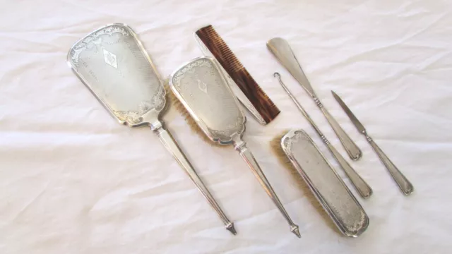 Antique English Sterling Silver Vanity set
