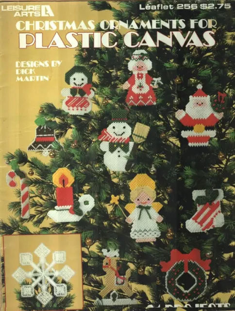 Used Christmas Ornaments 24 Designs Santa Angel Deer Plastic Canvas Pattern Book