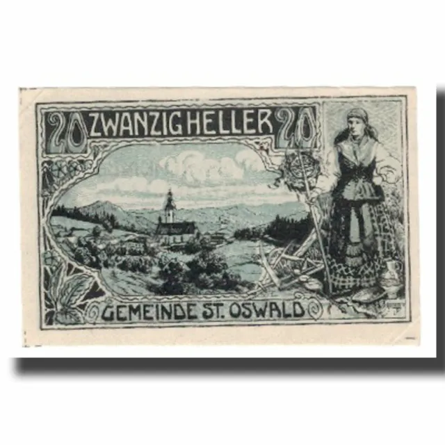 [#665601] Banknote, Austria, St. Oswald bei Haslach O.Ö. Gemeinde, 20 Heller, te