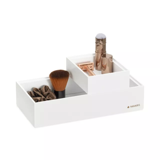 2x Caja de almacenamiento de bambú set de cajones apilables para el baño cocina