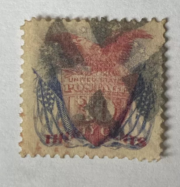 US stamps  Scott  #121 old 30c Shield, Eagle, and Flags