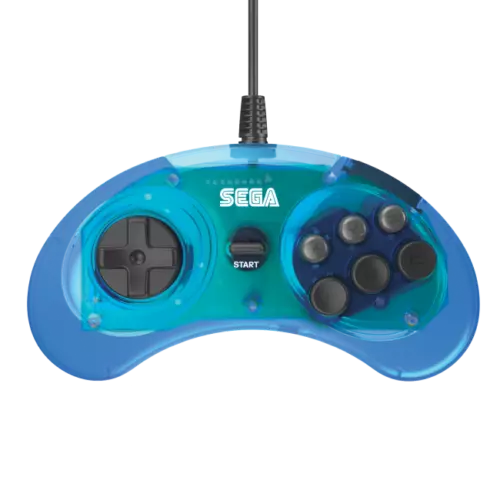 Retro-Bit Official Sega Genesis 6-Button Arcade Pad Brand New Clear Blue