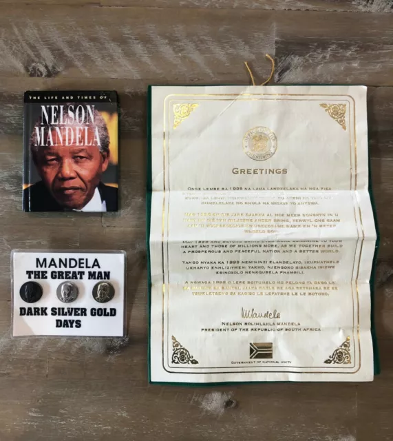 Nelson Mandela First South African President Government Letter, Book & Pins