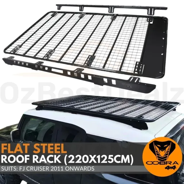 Steel Flat Roof Rack Platform fits FJ Cruiser 2011 Onwards 220cm x 125cm Bracket