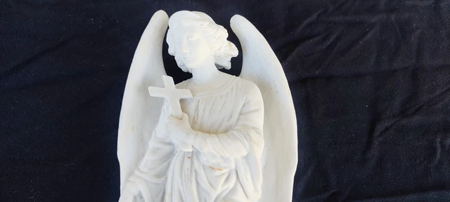 Gorgeous Large Antique Bedroom Angel on the Cross Cookie Benitier 2