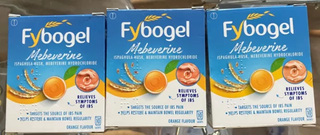 3 boxes of 10 sachets of Fybogel Mebeverine [total 30]  ℹ️ NB expiry 1 July 2024