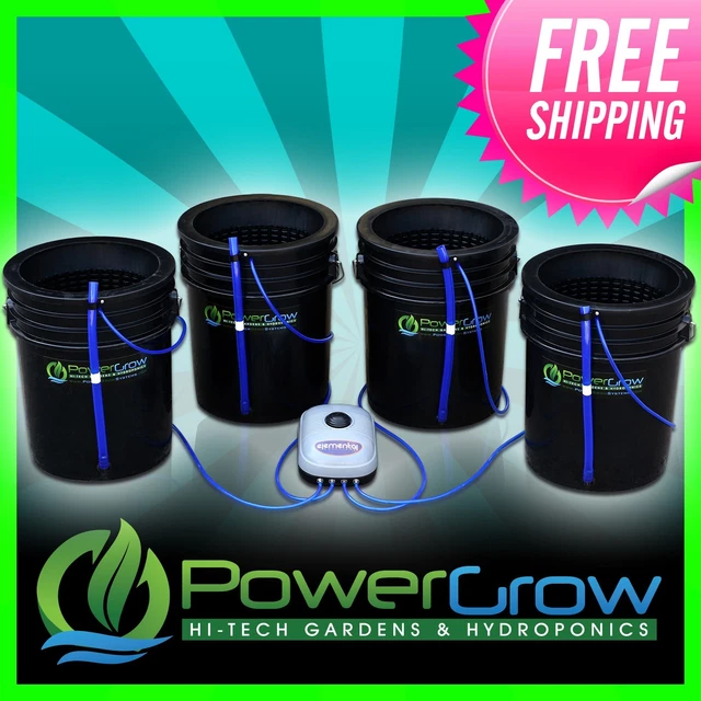 DEEP WATER CULTURE System Hydroponic 4 Bucket Kit 10" Lids by