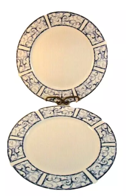 Oneida Dinnerware Breton Blue Dinner Plate Set Of 2 Plates Stoneware Two Vintage