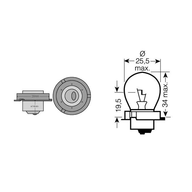 Riatec Scatola 10Pz lampadina 12v 15W P26Sscodellino