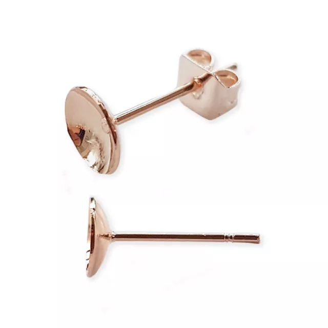 6mm CUPPED Earring Ear Studs ROSE GOLD Ear Posts Lead Nickle Free Findings BRASS