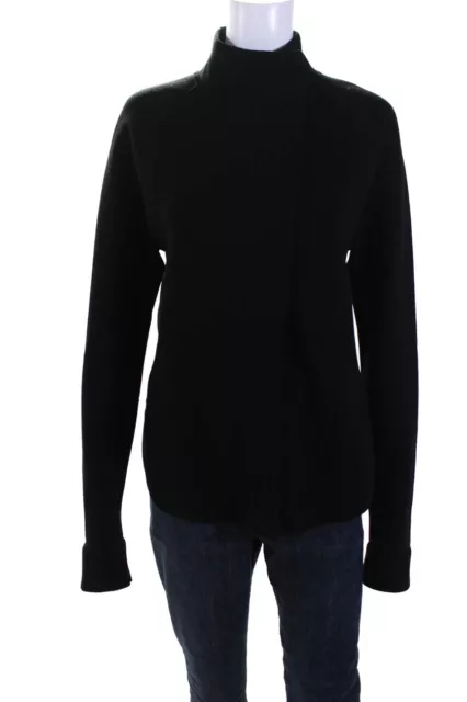 Helmut Lang Womens Wool Knit Mock Neck Long Sleeve Full Button Jacket Black Size